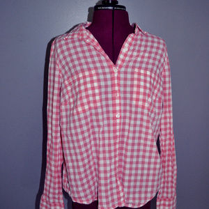 Pink plaid button down